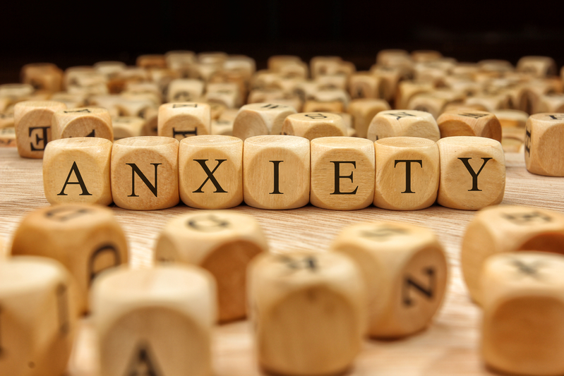 anxiety spelled out in wooden blocks
