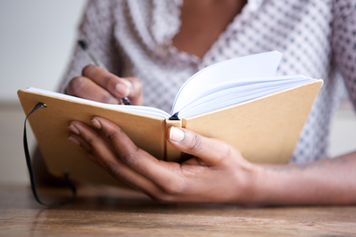 woman writing down her thoughts in a journal