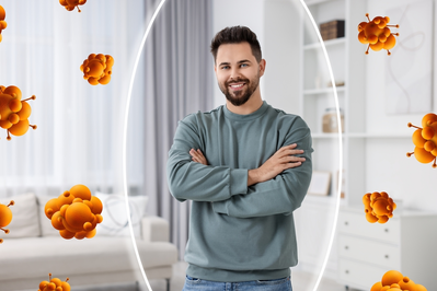 man surrounded by immune shield