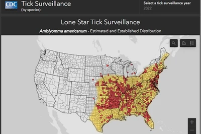 the area in which the Lone Star Tick has been reported in 2026