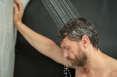 man showering