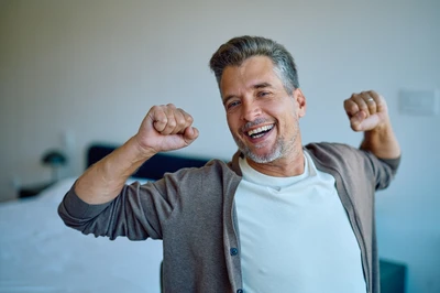 man reinvigorated with energy