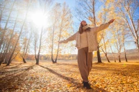 healthy woman during fall