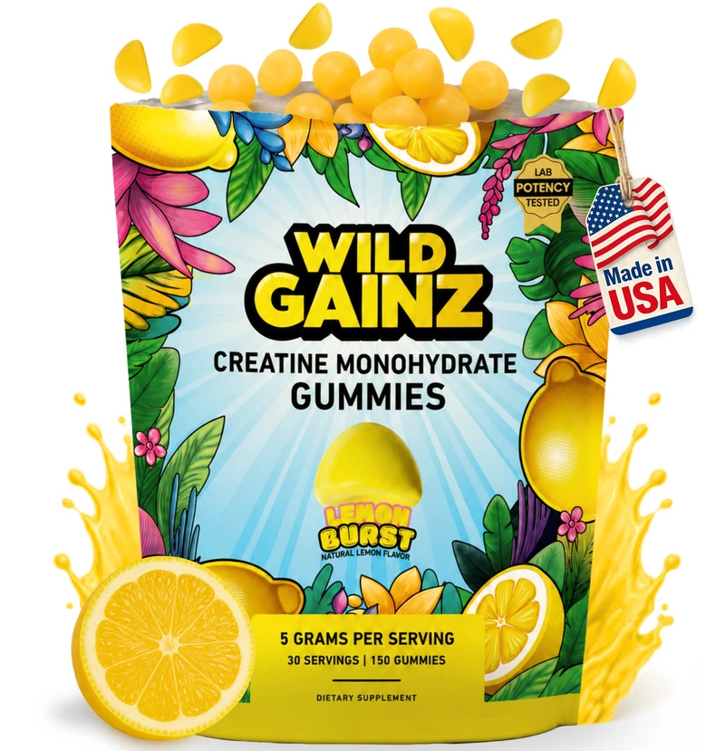 Wild Gainz Creatine Gummies Lemon Flavor