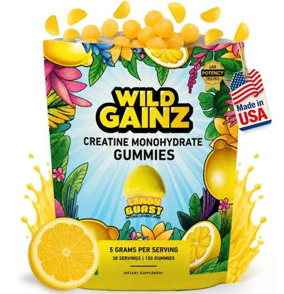 Wild Gainz Creatine Gummies Lemon Flavor